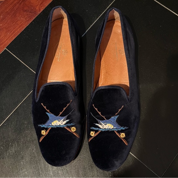 Stubbs & Wootton Other - Stubbs & Wootton blue suede men’s loafers size 12.